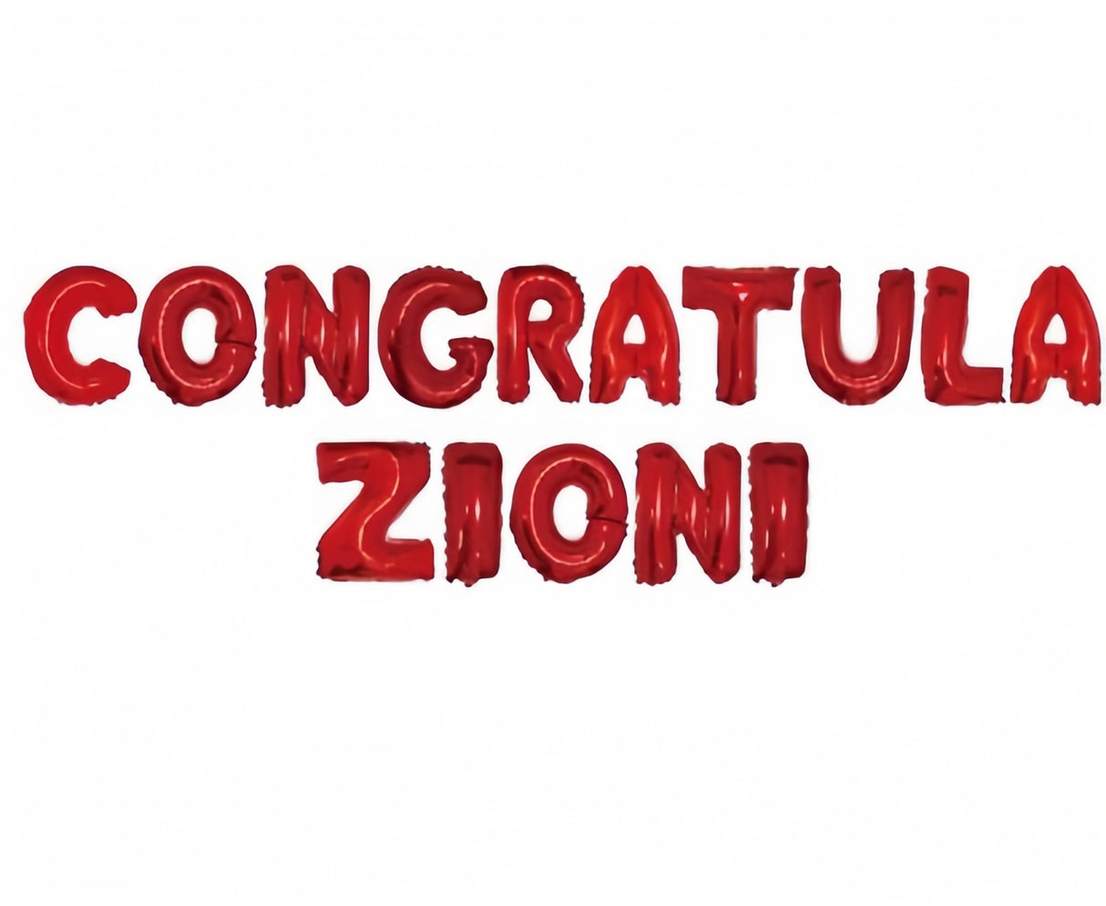 Set 15 pezzi Palloncini MYLAR ORO ROSSO 18 Pollici Italiano CONGRATULAZIONI 45cm