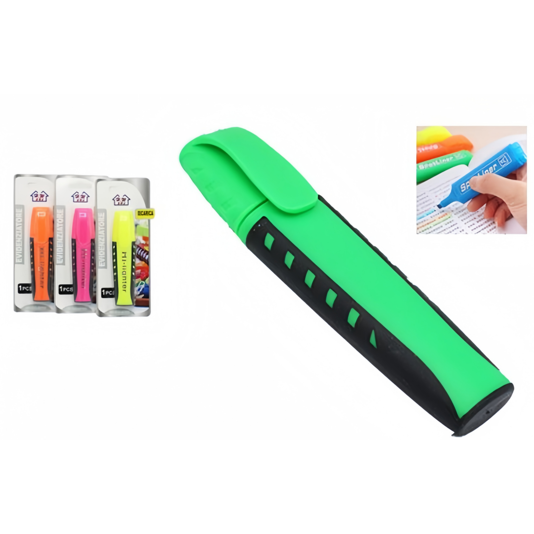 Evidenziatori Colorati con Punta a Scalpello Vari colori Verde, Rosa, Giallo