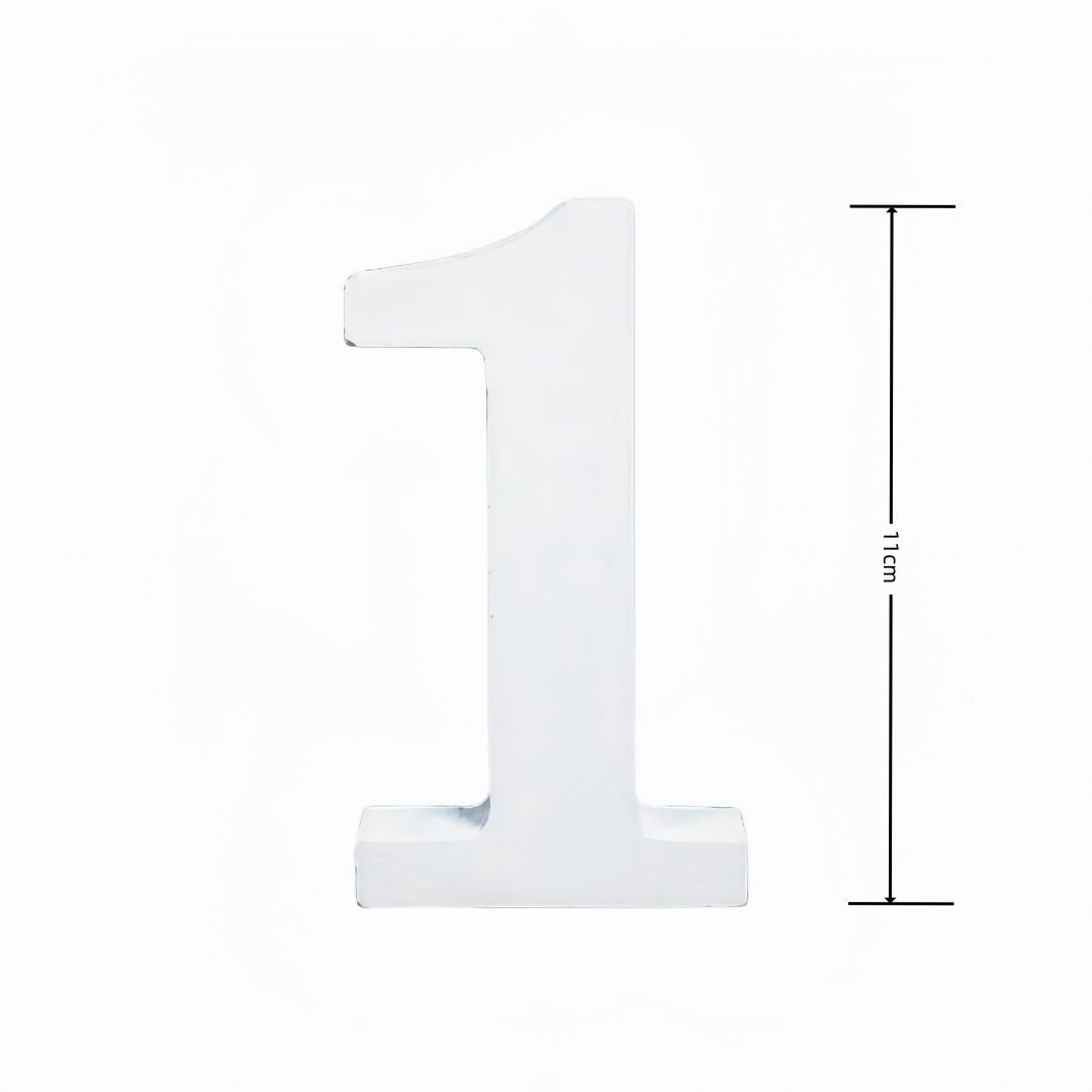 Numeri Decorativi in Legno, 0-9, Bianco, 11 cm di Lunghezza, 1,2 cm di Spessore