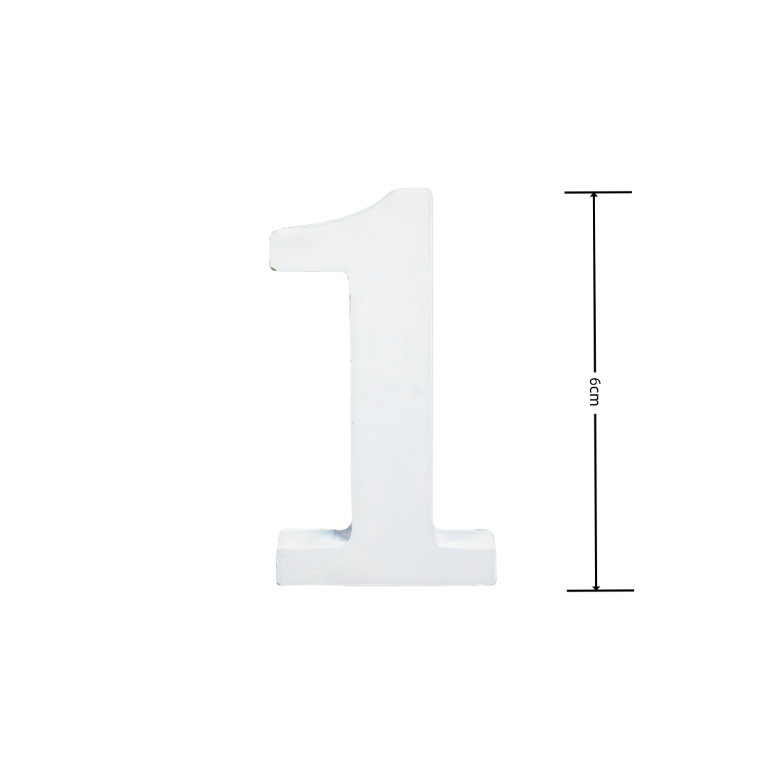 Numeri Decorativi in Legno, 0-9, Bianco, 6 cm di Lunghezza, 0.9cm di Spessore Con autoadesivi