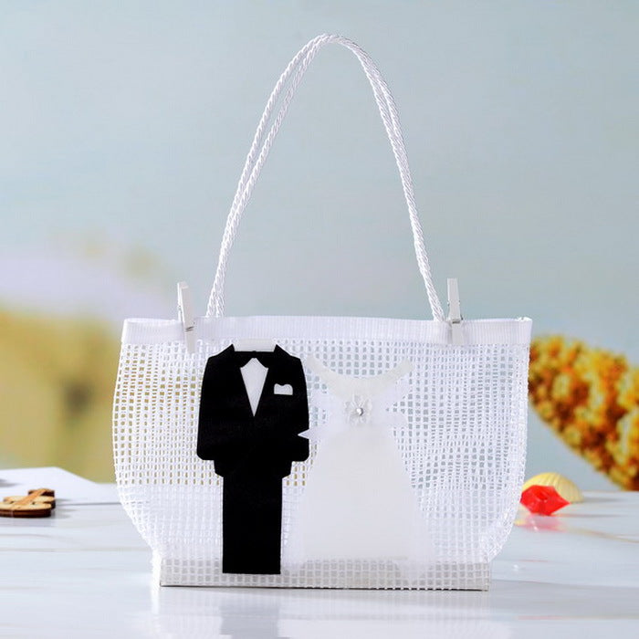 12 Pezzi Sacchettini Borse Con Maniche Matrimonio Sposi Elegante