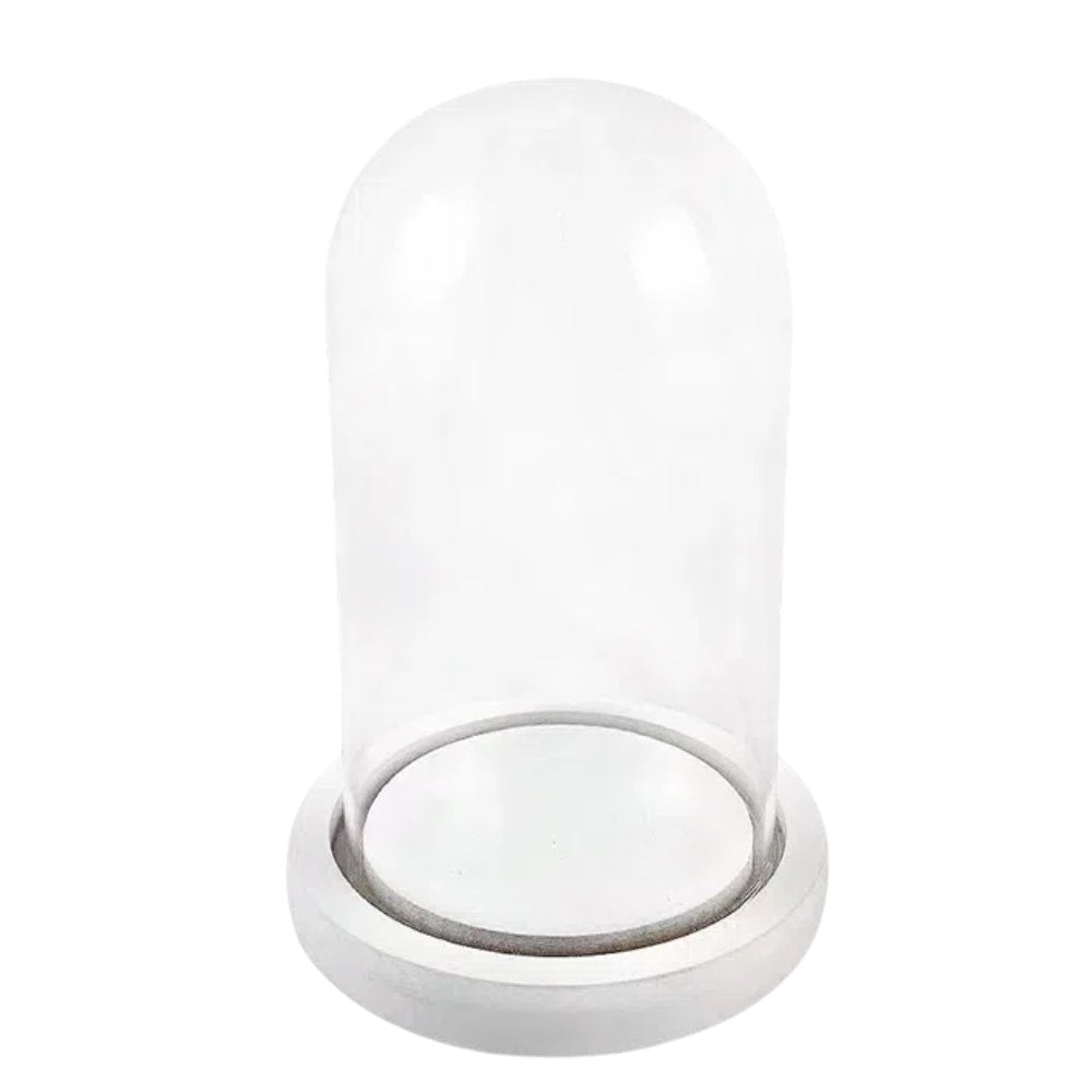 Campana di Vetro con Base in Legno, Cupola vetro esposizione vetrina Centrotavolo Porta candela