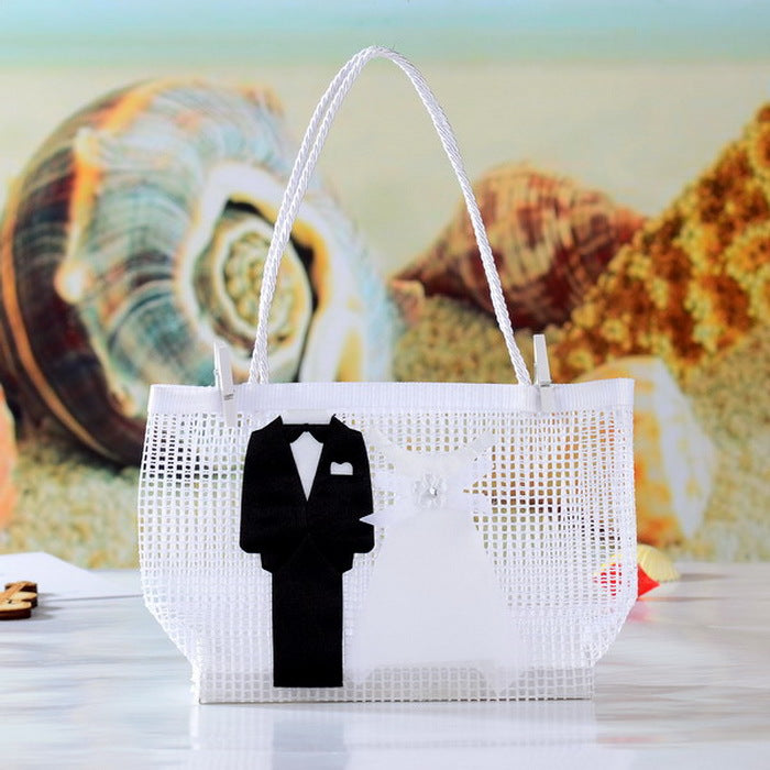 12 Pezzi Sacchettini Borse Con Maniche Matrimonio Sposi Elegante