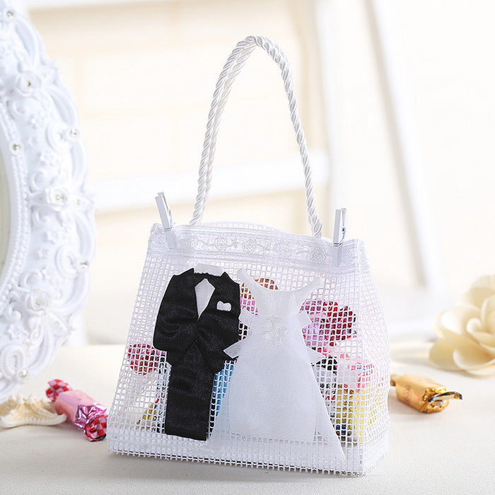 12 Pezzi Sacchettini Borse Con Maniche Matrimonio Sposi Elegante