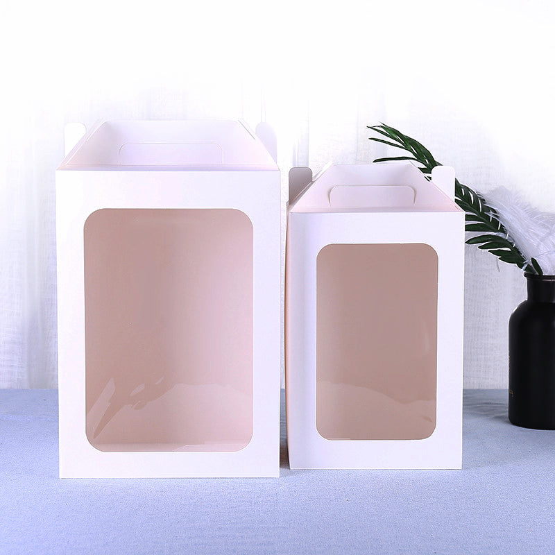 Scatola Cartone Bianco Confezione Regalo con Manico E finestra