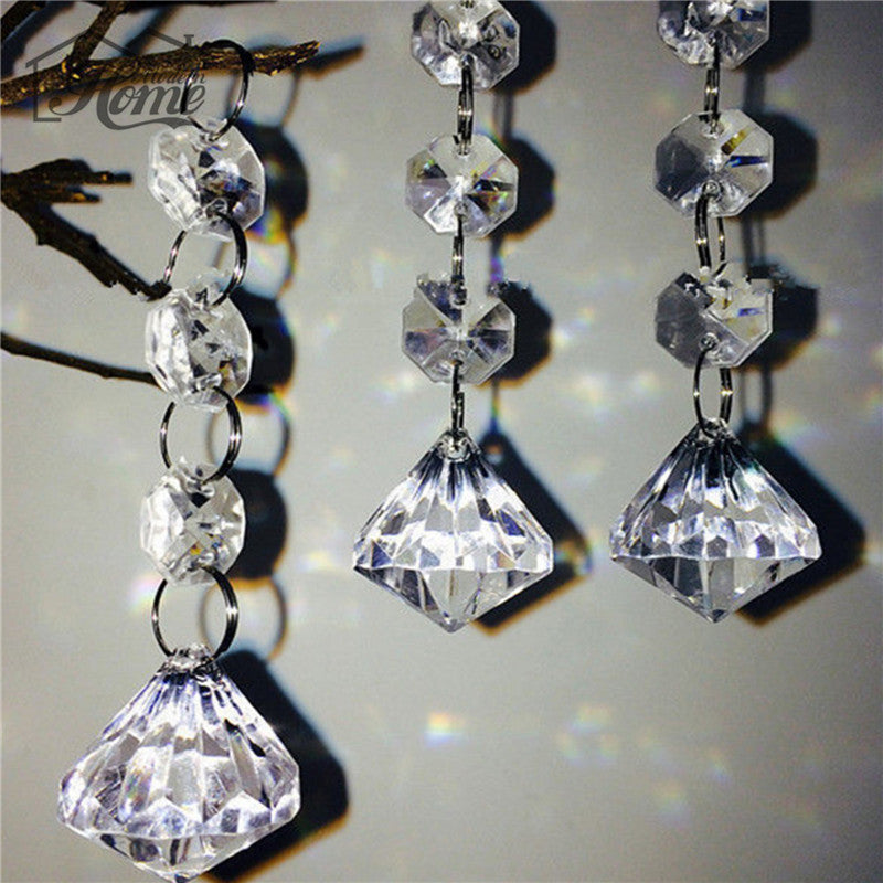 2 pz Acrilico Trasparente Perline di Cristallo a Forma di Diamante Appeso