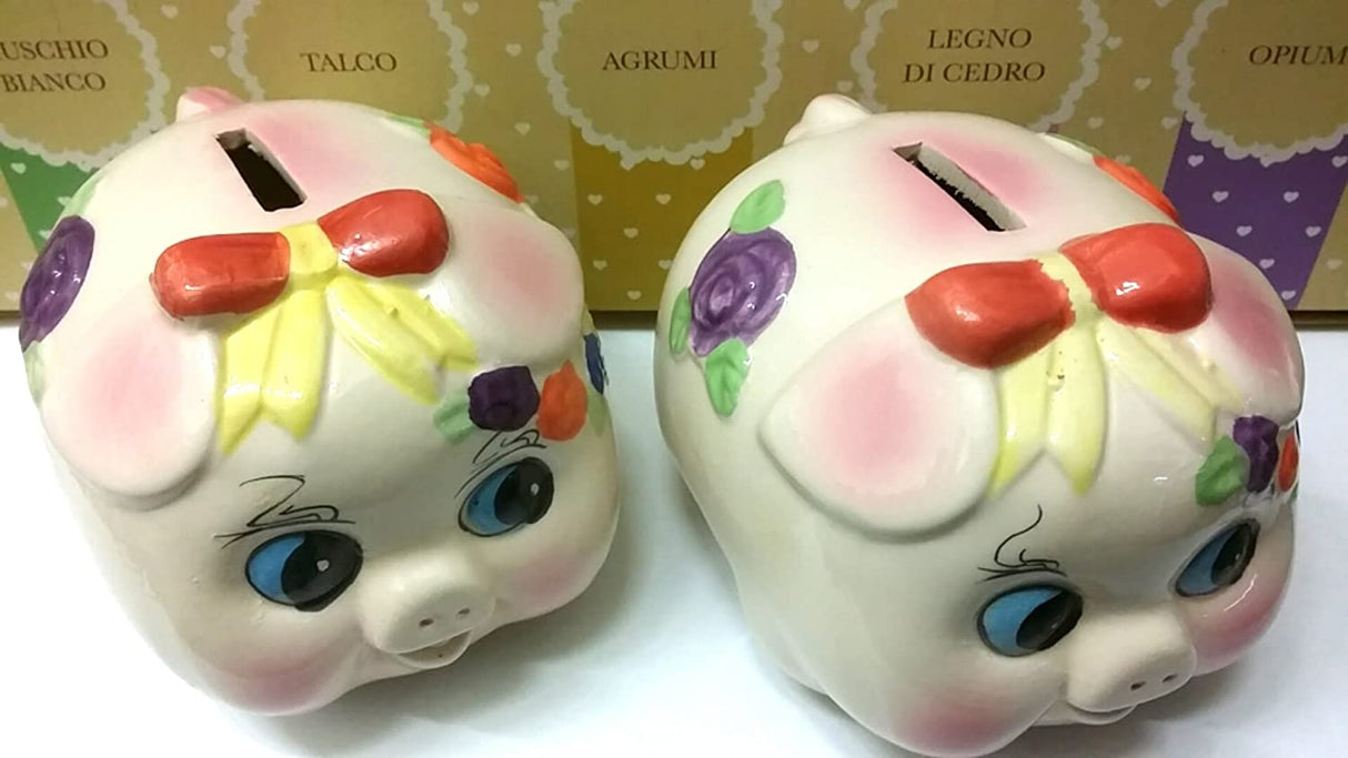 Salvadanaio in Ceramica Maiale Copia Risparmio di Denaro Regalo Famiglia