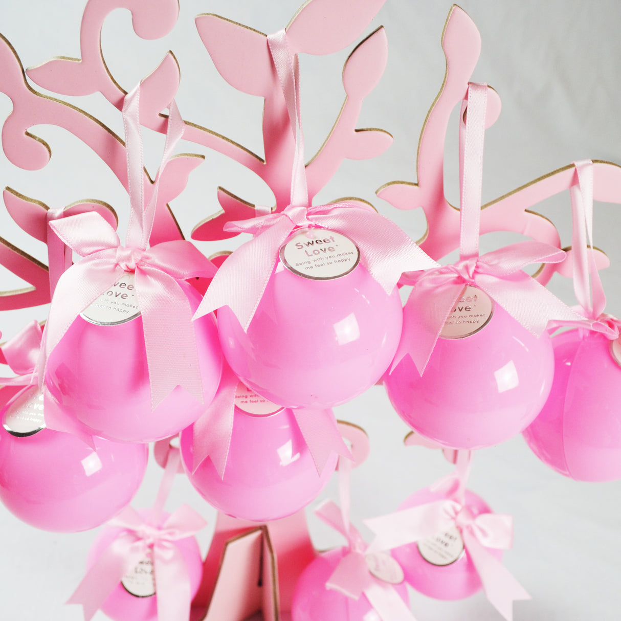 12 pz Sfera Rotonda Rosa Plexiglass Appeso Porta Confetti