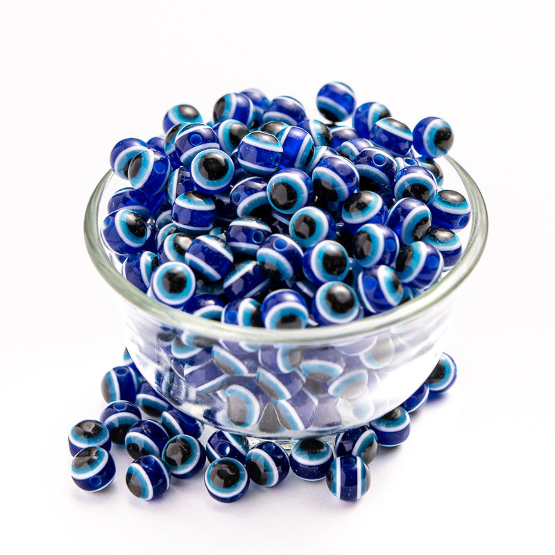 50 pezzi Perline Malocchio Rotondo in resina per la creazione di gioielli con foro