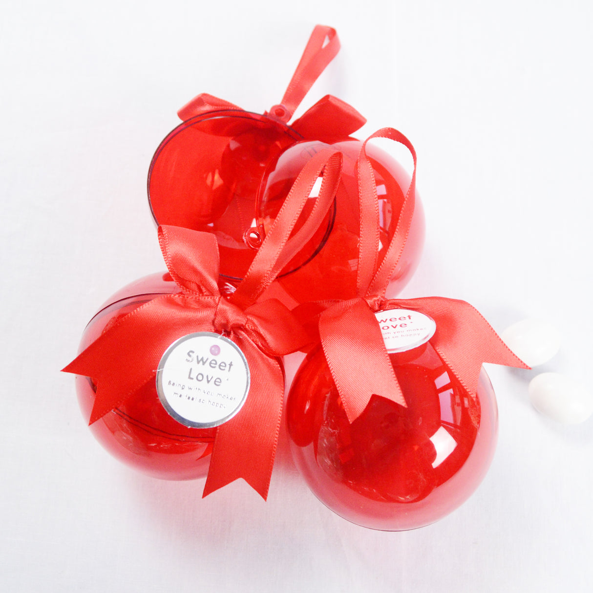 12 pz Sfera Rotonda Rosso Plexiglass Appeso Porta Confetti