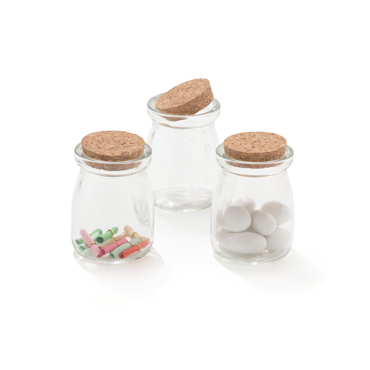 30 Pezzi Barattolo Vetro 100ML Con Tappo In Sughero Budino Contenitore