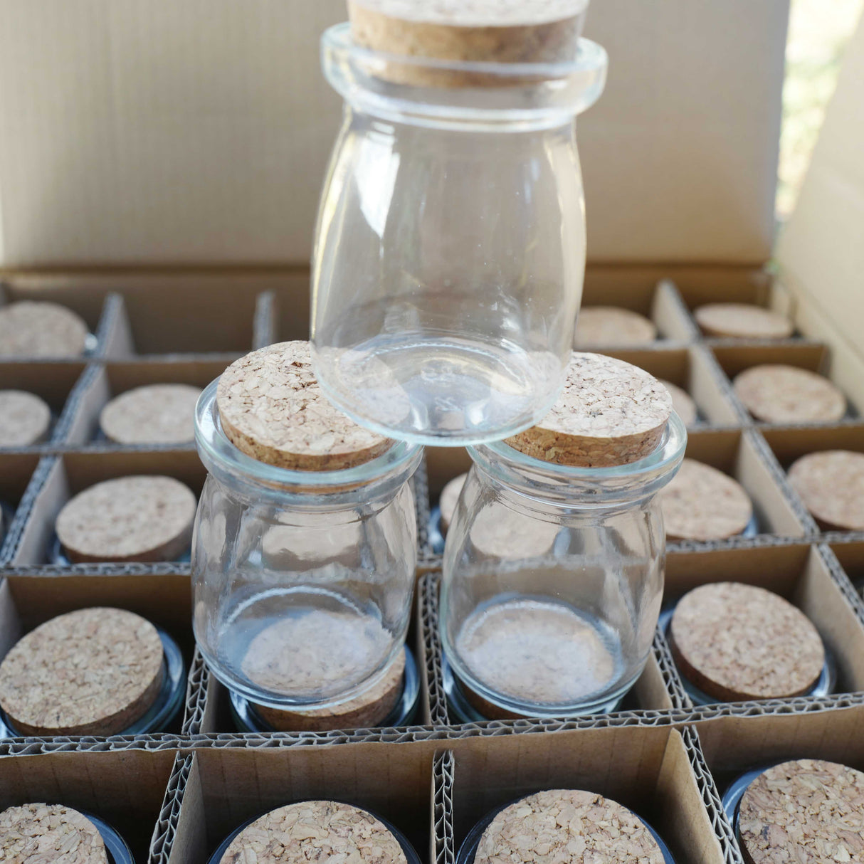 30 Pezzi Barattolo Vetro 100ML Con Tappo In Sughero Budino Contenitore