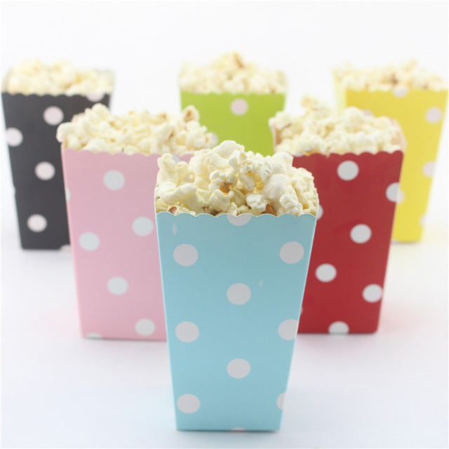 12 Pezzi Scatole Ciotola Pop Corn Pois Cartoncino