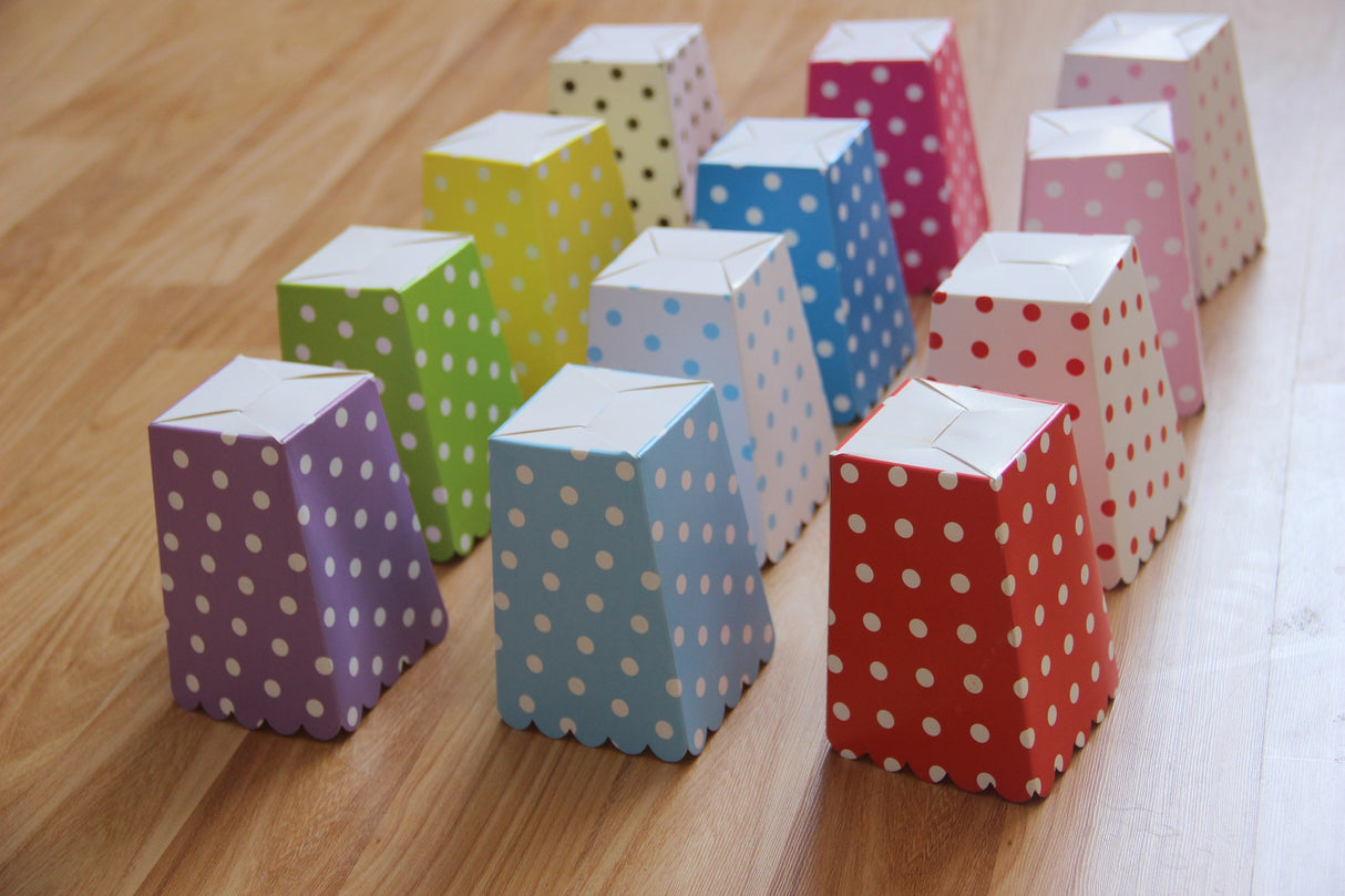 12 Pezzi Scatole Ciotola Pop Corn Pois Cartoncino