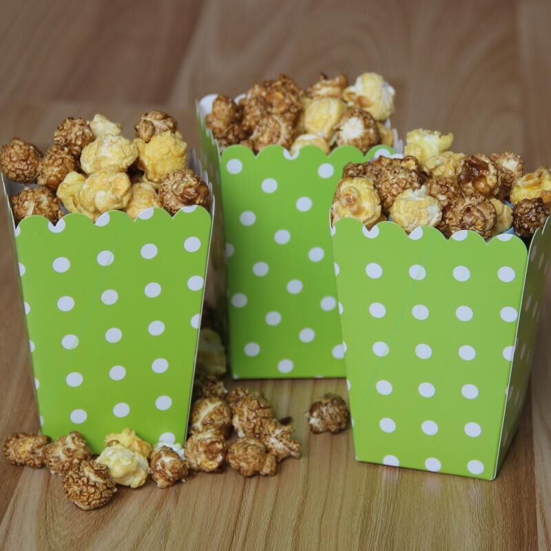 12 Pezzi Scatole Ciotola Pop Corn Pois Cartoncino