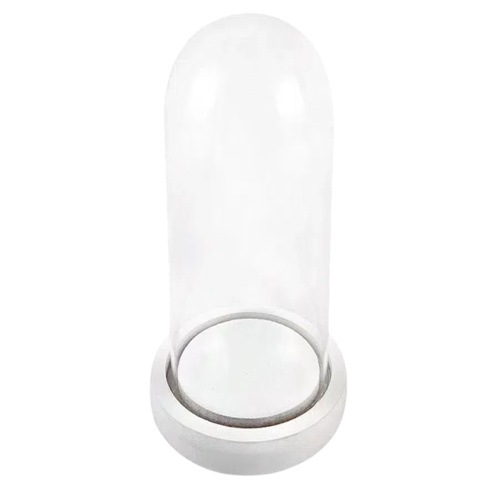 Campana di Vetro con Base in Legno, Cupola vetro esposizione vetrina Centrotavolo Porta candela