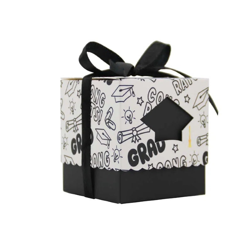 50 Scatole Portaconfetti Laurea due colori rosso nero