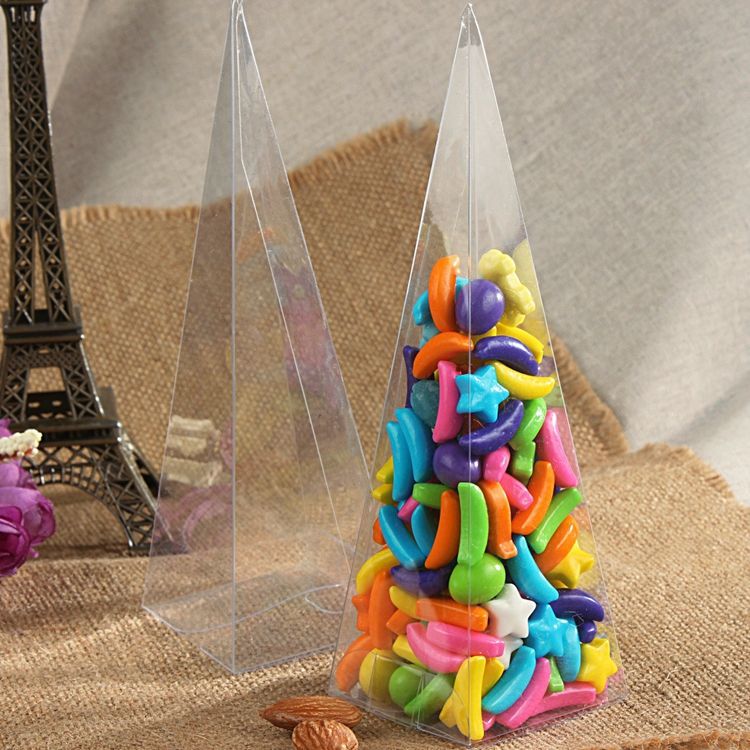 20 Scatole Triangolo Cono Porta confetti PVC Trasparenti 5*5*16cm