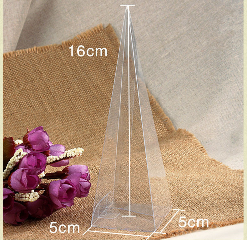 20 Scatole Triangolo Cono Porta confetti PVC Trasparenti 5*5*16cm