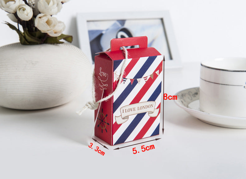50 Pezzi Scatole Cartoncino Portaconfetti Con Maniche Etichetta Forma Valigia Londra