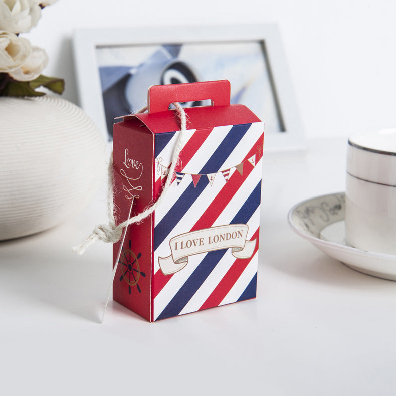 50 Pezzi Scatole Cartoncino Portaconfetti Con Maniche Etichetta Forma Valigia Londra