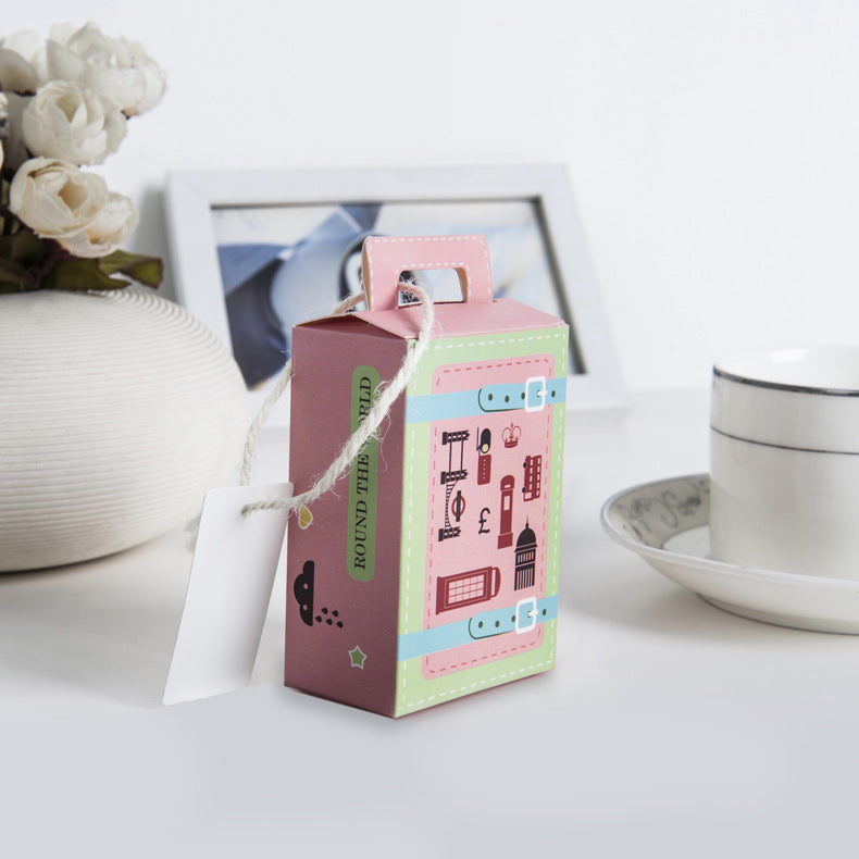 50 Pezzi Scatole Cartoncino Portaconfetti Con Maniche Etichetta Forma Valigia Londra