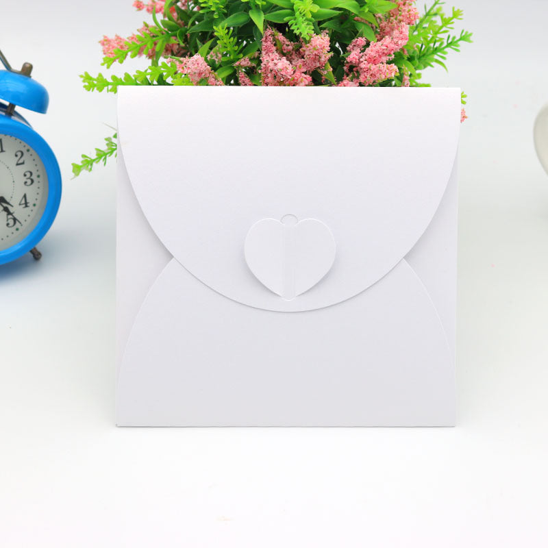 50pz Porta CD DVD Custodia Forma Cuore Partecipazione Regalo Cartoncino Perlato Bianco