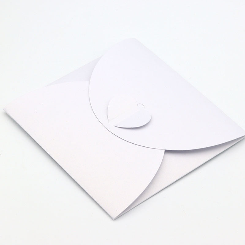 50pz Porta CD DVD Custodia Forma Cuore Partecipazione Regalo Cartoncino Perlato Bianco