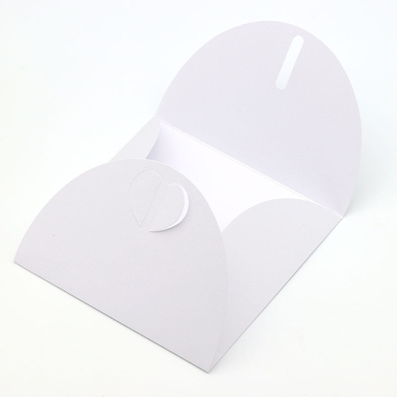 50pz Porta CD DVD Custodia Forma Cuore Partecipazione Regalo Cartoncino Perlato Bianco