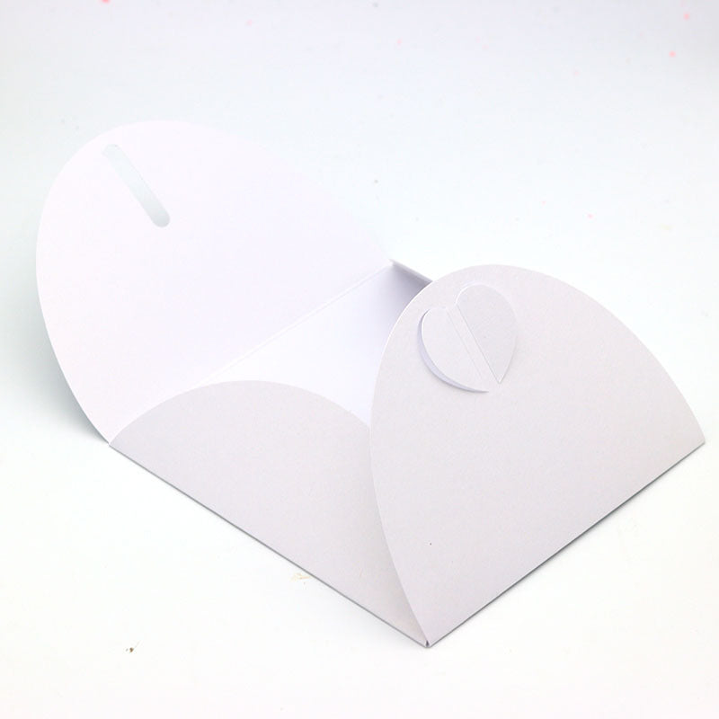 50pz Porta CD DVD Custodia Forma Cuore Partecipazione Regalo Cartoncino Perlato Bianco