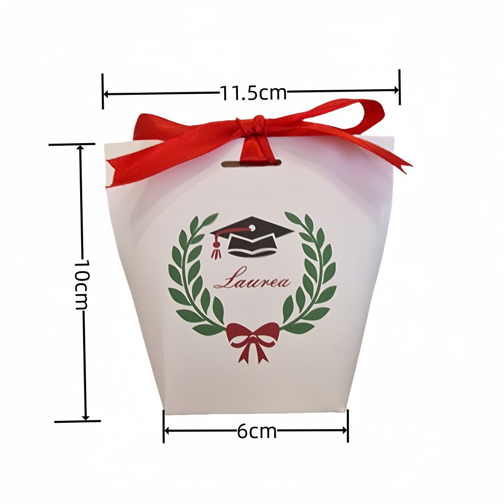 50 Pezzi Scatole Porta confetti Laurea con Nastro Rosso Bomboniera