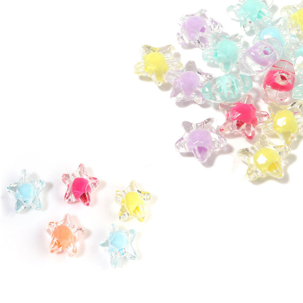100 Perline Trasparenti con Colori Interni Assortiti stella 12mm