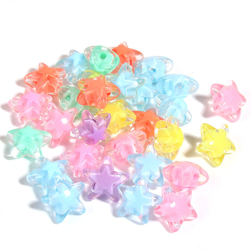 100 Perline Trasparenti con Colori Interni Assortiti stella 12mm