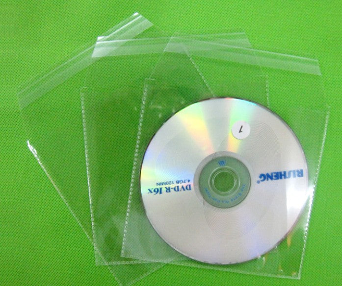 100 Buste Plastica Trasparente Spessore 6c Autoadesivo per CD/DVD