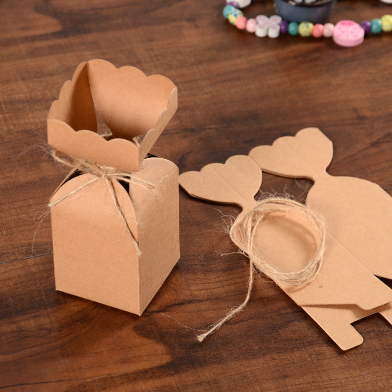 50pz scatole portaconfetti forma vaso con corda di canapa