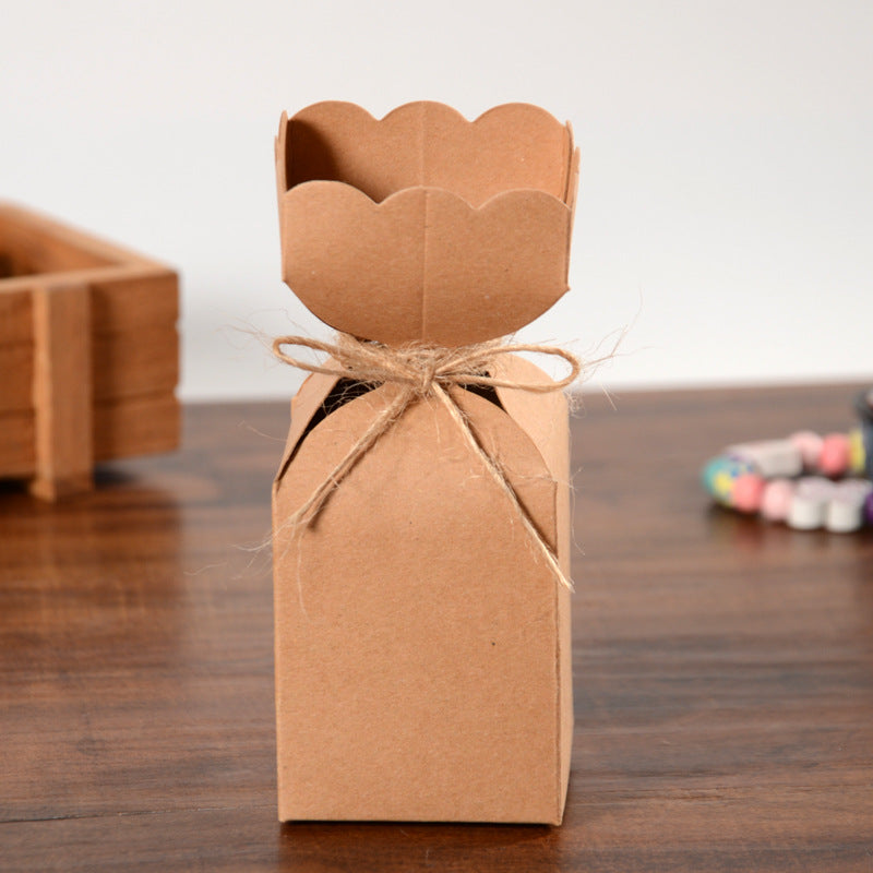 50pz scatole portaconfetti forma vaso con corda di canapa