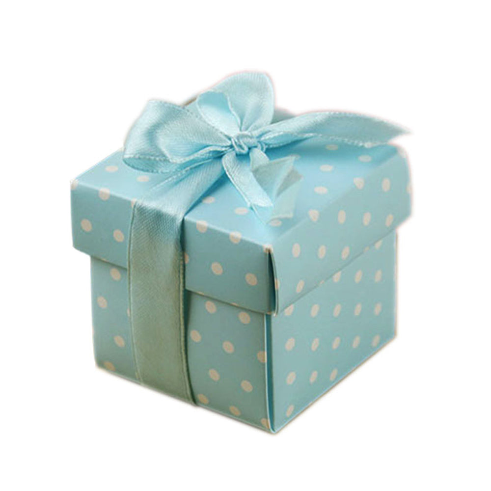 50pz Cubo Scatola Portaconfetti 5*5CM Fiocco Pois