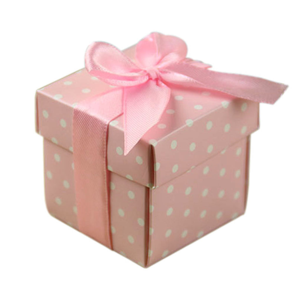 50pz Cubo Scatola Portaconfetti 5*5CM Fiocco Pois
