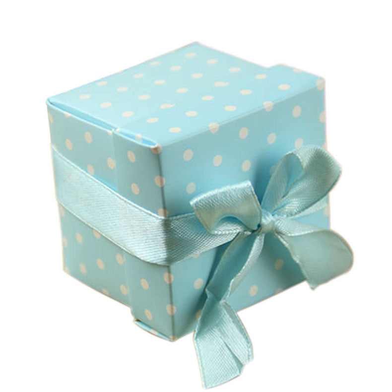 50pz Cubo Scatola Portaconfetti 5*5CM Fiocco Pois