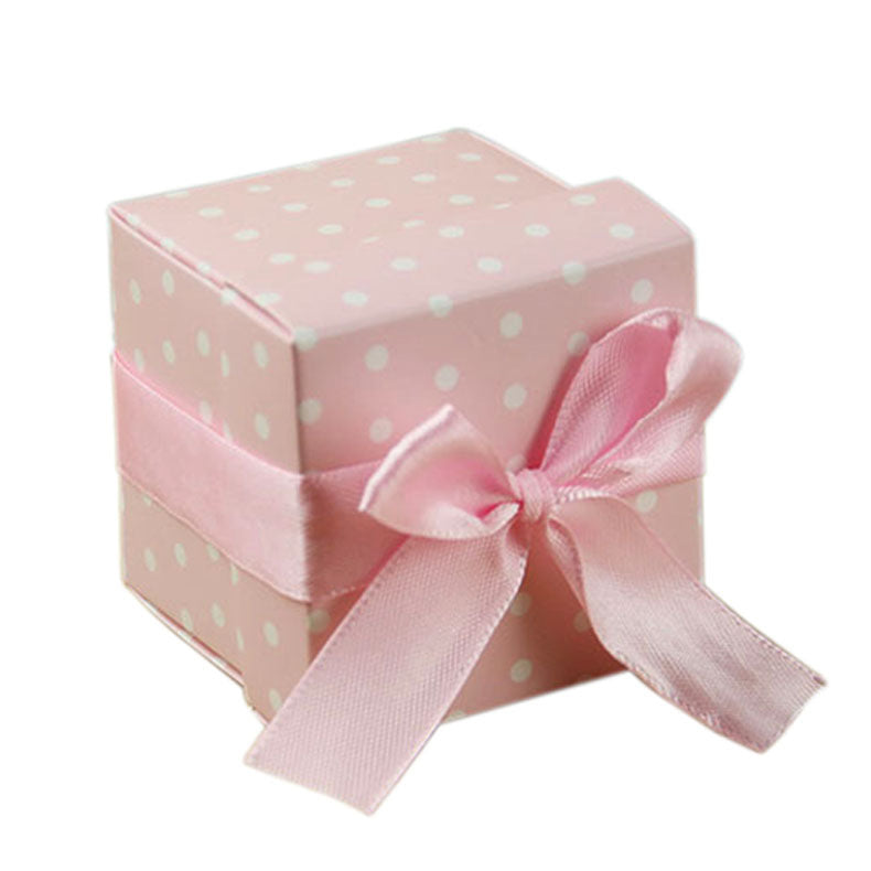 50pz Cubo Scatola Portaconfetti 5*5CM Fiocco Pois