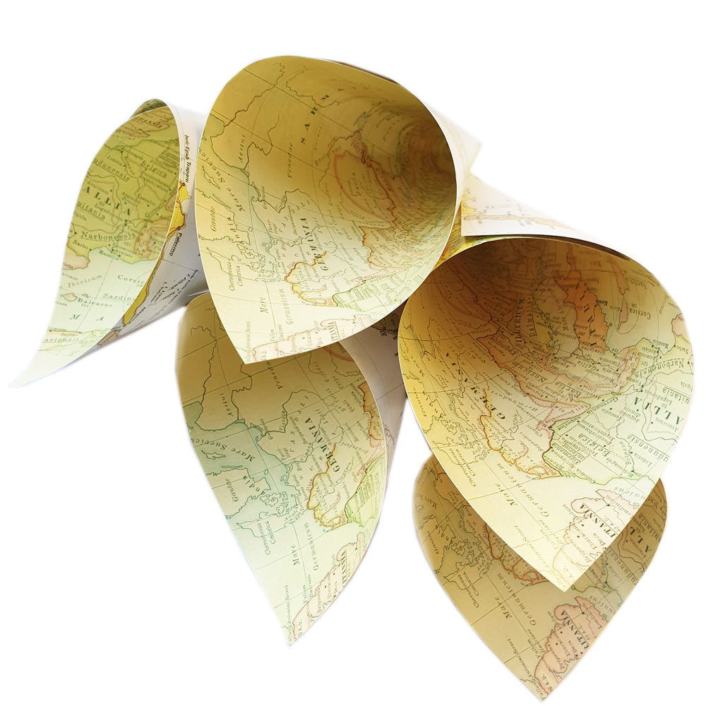 50pz Coni Tema Mappa Italia Materiale Fai da Te Cartoncino Kraft, Biadesivo