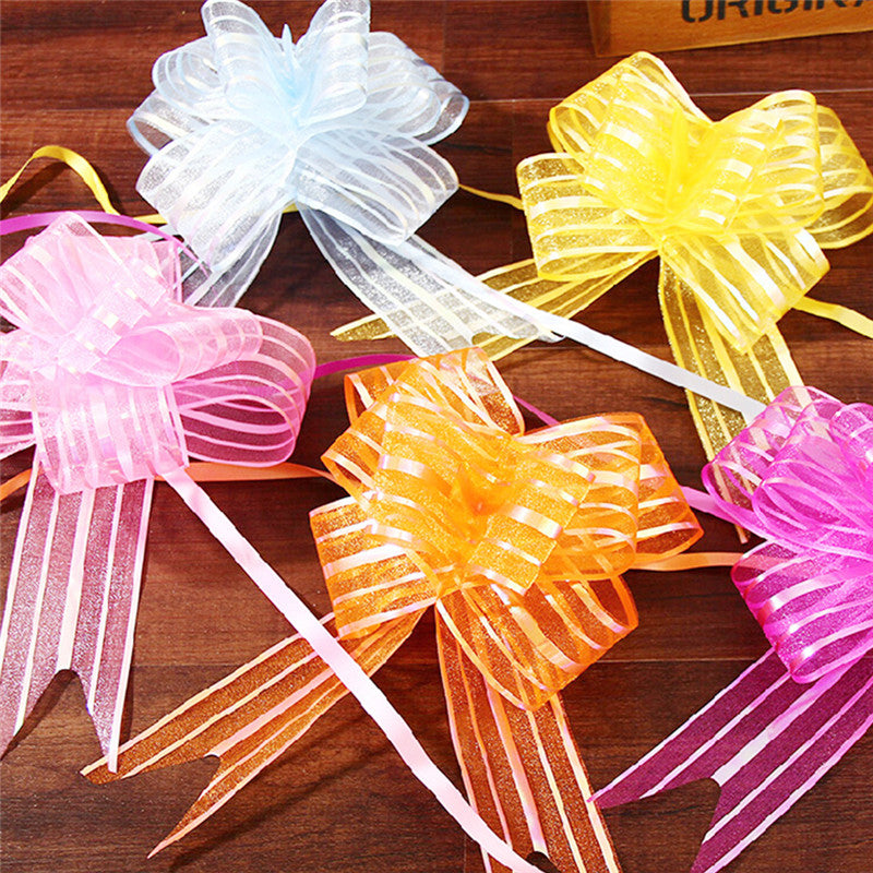 10x Coccarde Autotiranti 5cm Auto Fiocco in Organza