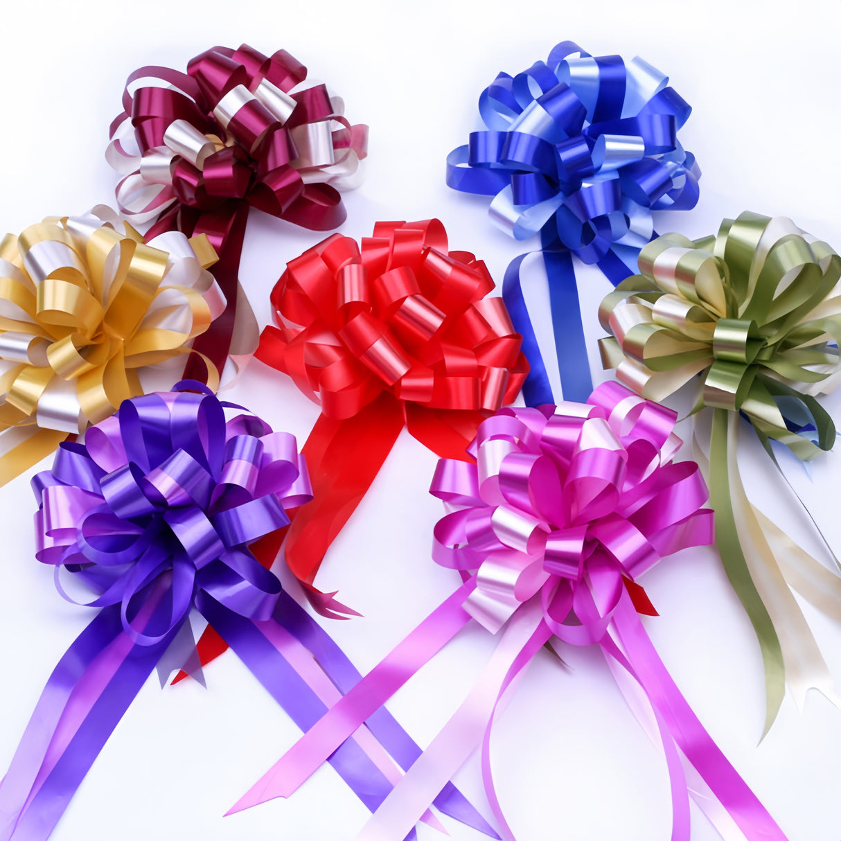 10x Coccarde Autotiranti 6cm Auto Fiocco Misura Grande Due Colori