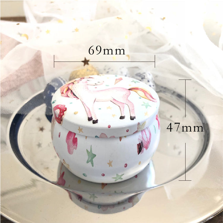 Scatola Rotonda Latta Cesto di Regalo Unicorno Portafortuna Portaconfetti