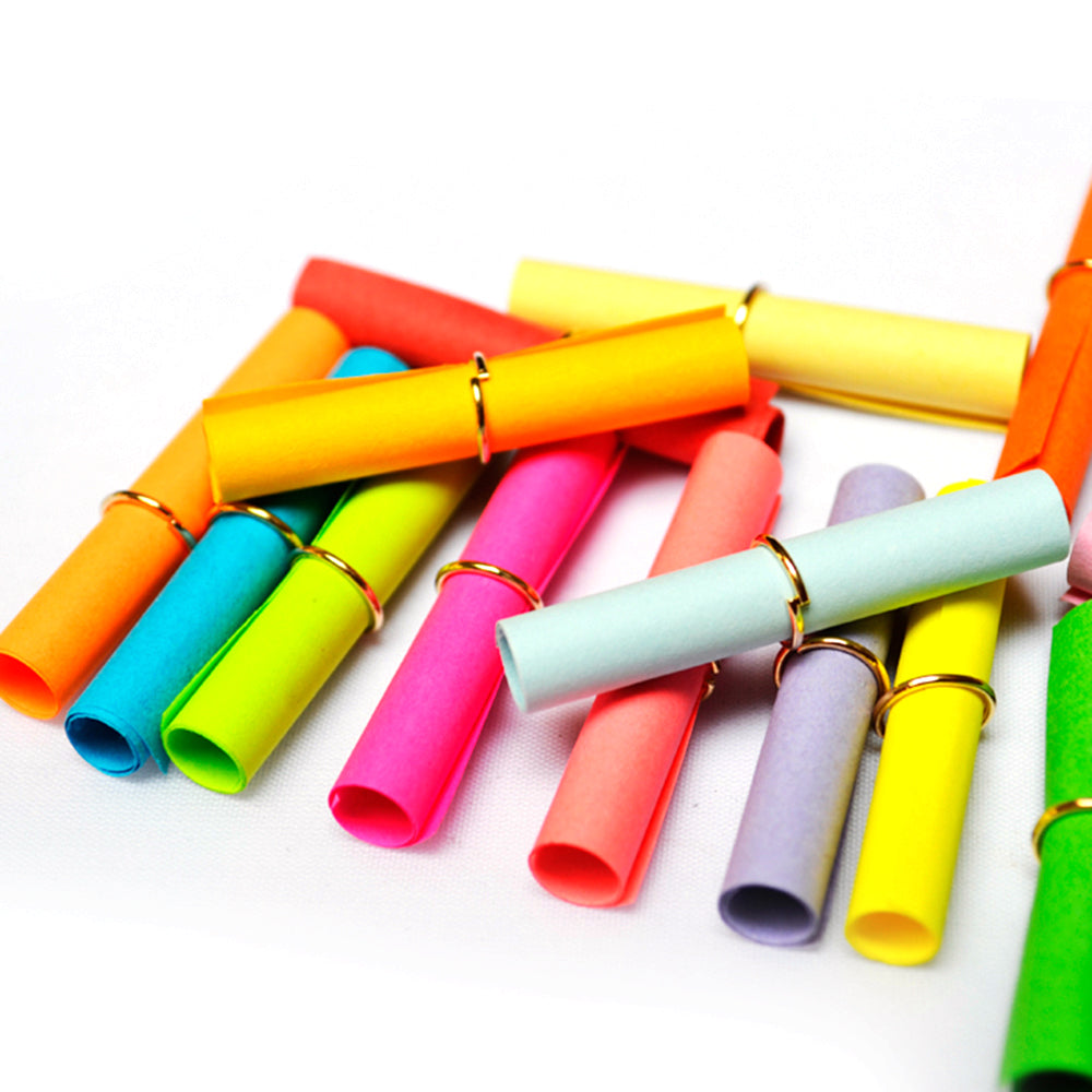 100pz Pergamene Carta Rotolo Con Anello Oro Biglietto Accessori