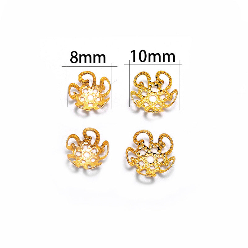 100 Pezzi tappi di Perline 5 Petali Fiori 8mm /10mm diametro Chiusura Gioielli Colore Oro