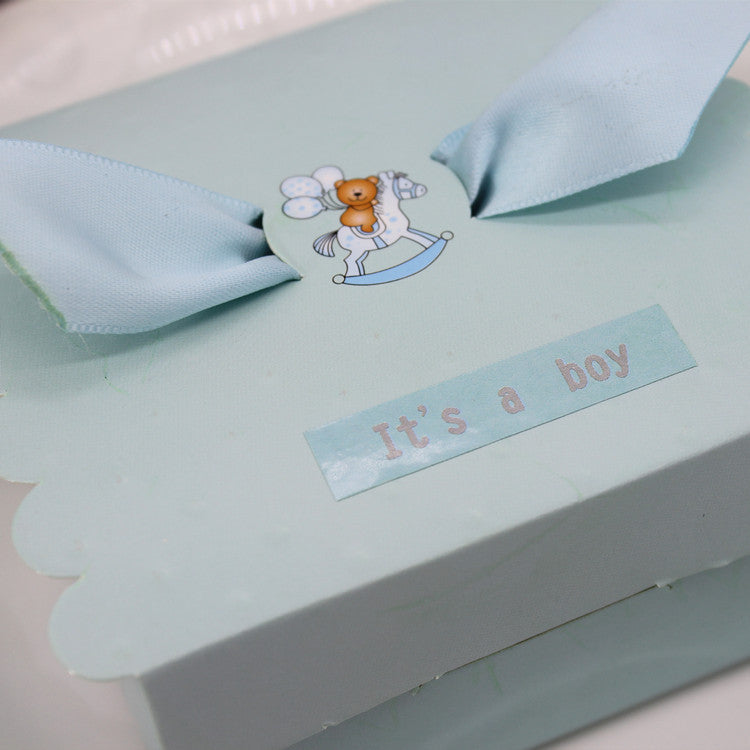 50 Pezzi Portaconfetti Orso Orsetto Cubo Cartoncino Nascita Battesimo