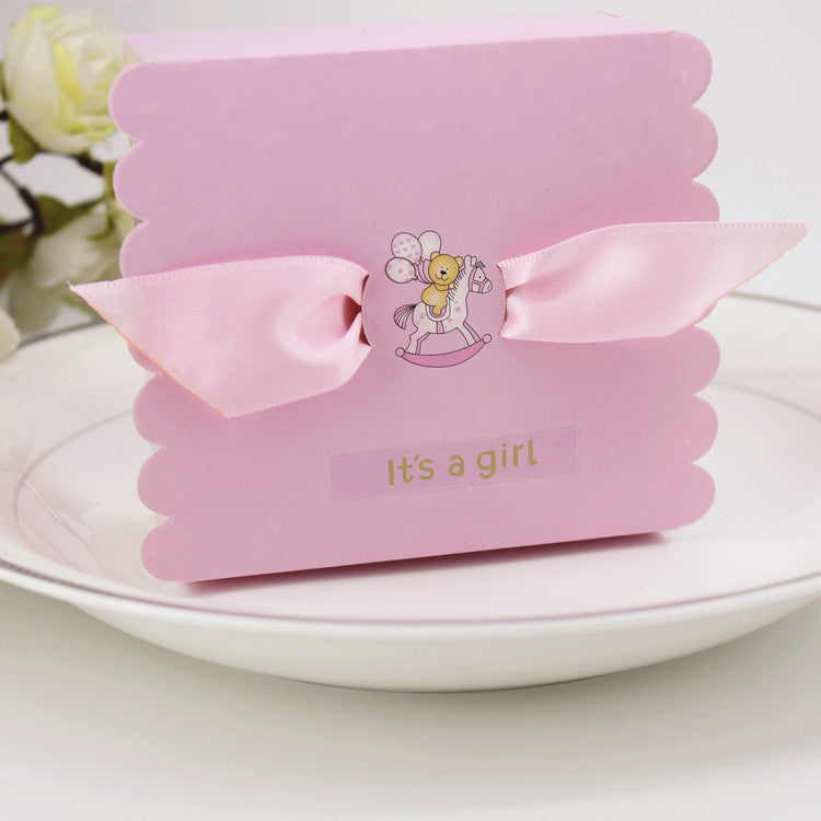 50 Pezzi Portaconfetti Orso Orsetto Cubo Cartoncino Nascita Battesimo