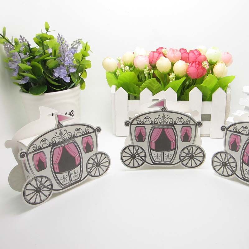 50pz Scatoline Porta Confetti Carrozza Principessa