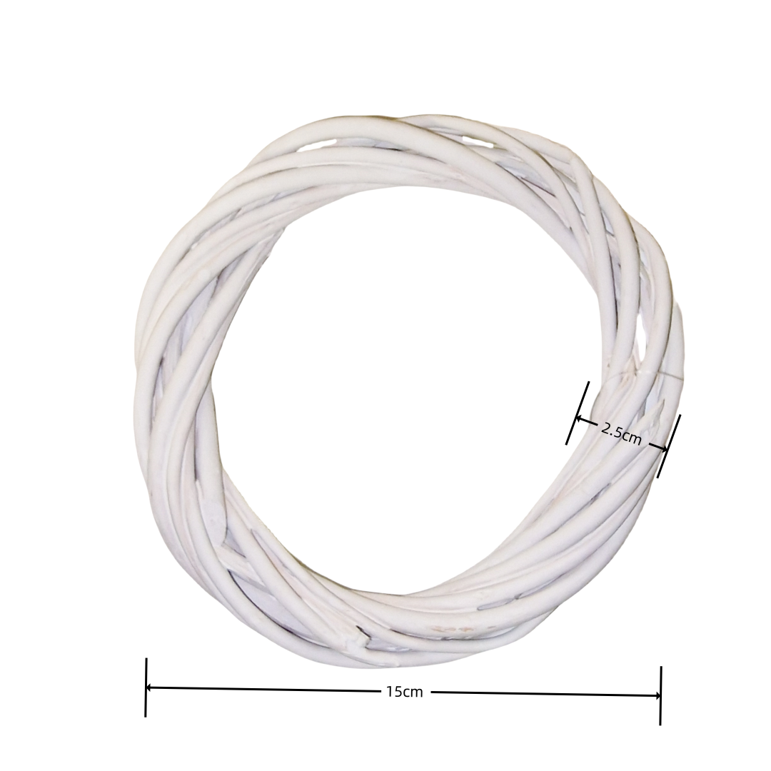 Ghirlanda Corona Anello bianca floreale di vimini rattan Creazione decorazione natale